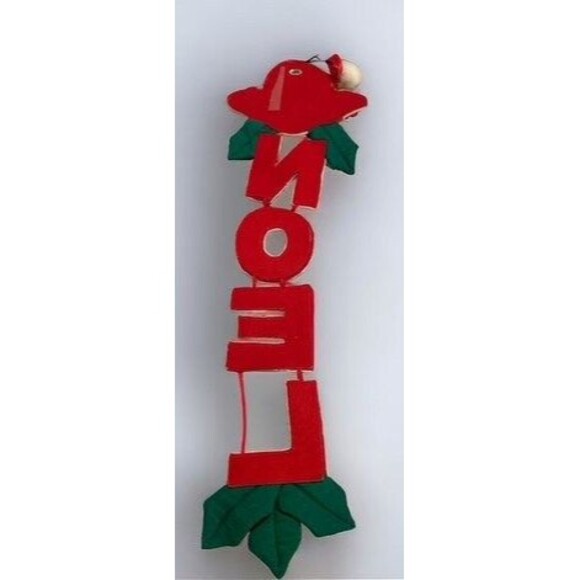 1980s Noel 22" Fabric Christmas Wall Hanging Plush Stuffed Cloth - Picture 2 of 2